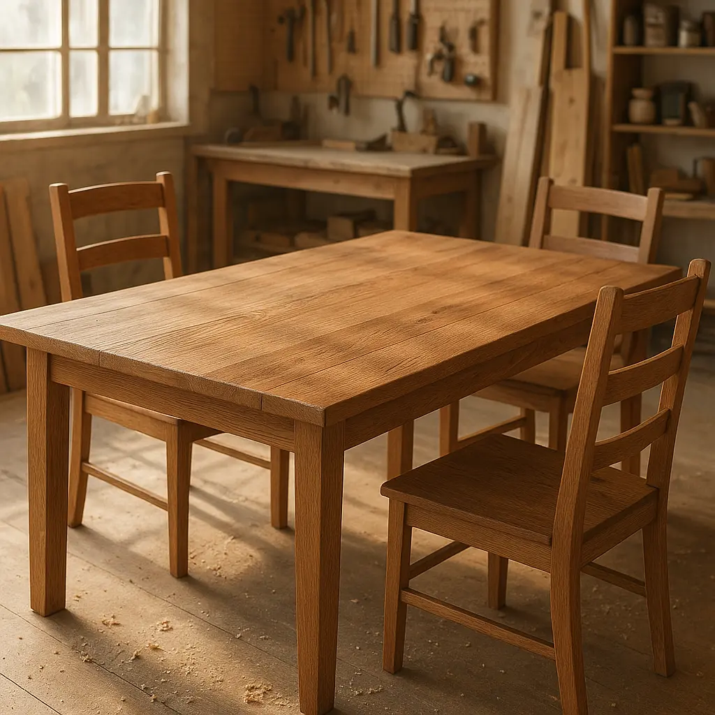 Handcrafted dining table and chairs
